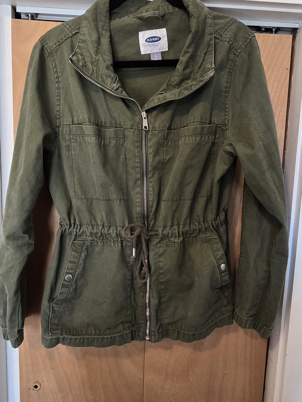 Old Navy Olive Utility Drawstring Jacket
